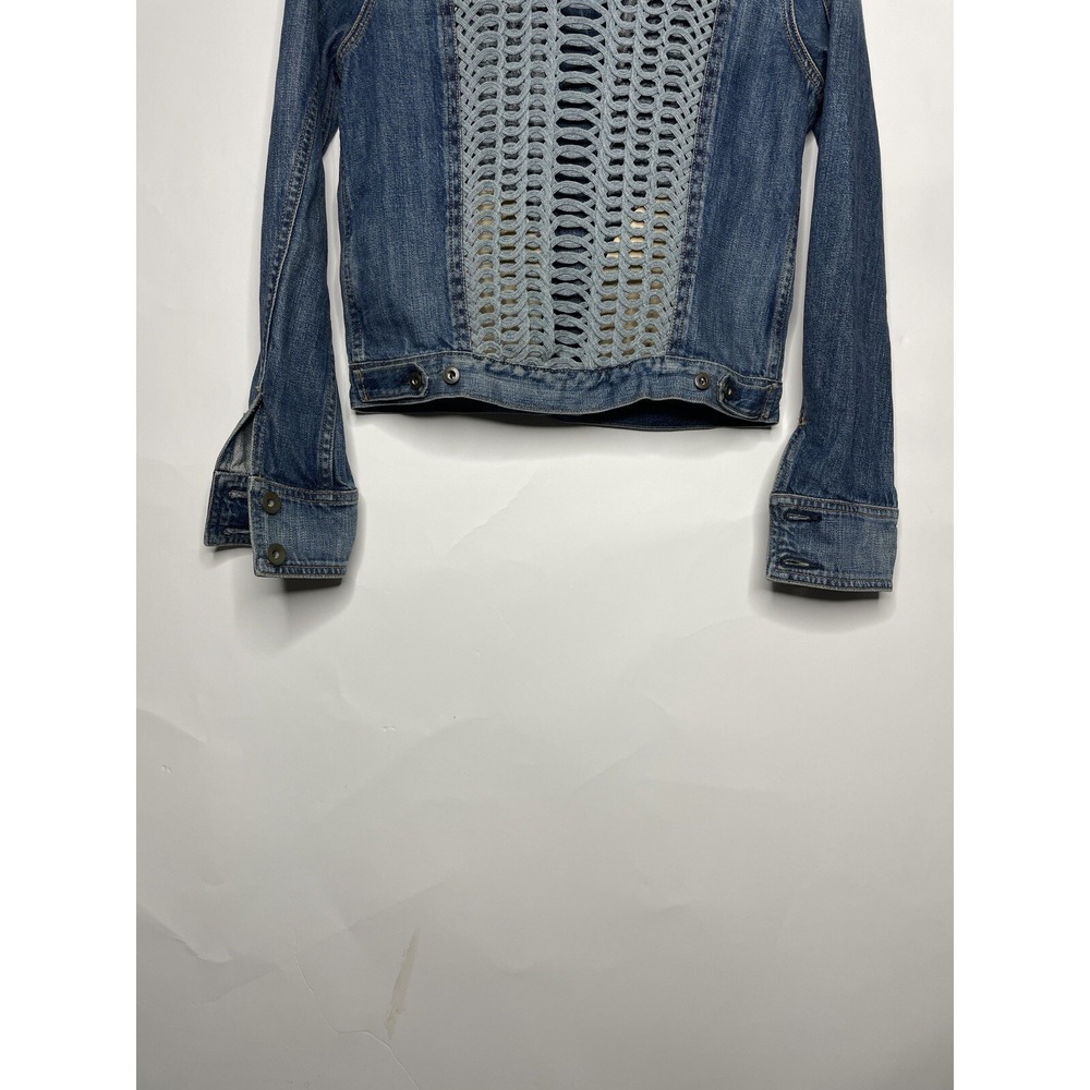 Rag & Bone Blue Jean Crochet Denim Jacket Women's Size XXS with Pockets EUC - Picture 5 of 8
